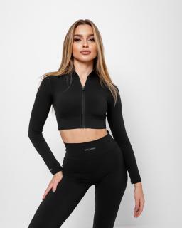 Crop top Zip UP - black One size