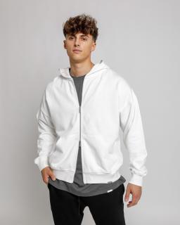 Oversized Mikina Zipper - white L