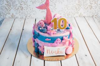1-poschodová torta Mermaid Veľkosť: Do 16 porcií