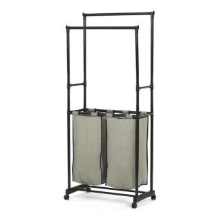 Autronic Stojan na šaty dvojramenný s košom GD-176 BK