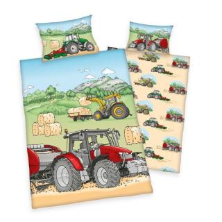 Detké obliečky do postieľky 100x135 TRAKTOR bio