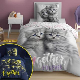 Detské obliečky 140x200 MAČIATKA forever - svietiace