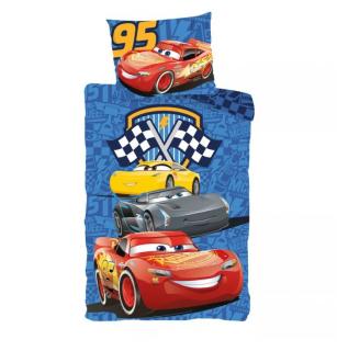 Detské obliečky do postieľky 100x135 CARS na modrom