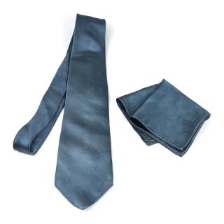 Hodvábna kravata a vreckovka v tmavo tyrkysovej farbe, Slovenská výroba 100% hodváb