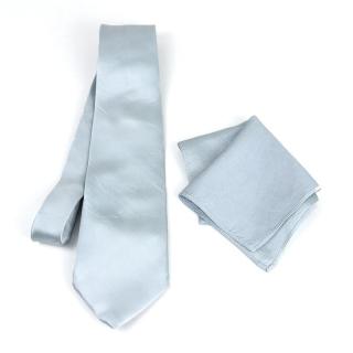 Hodvábna kravata a vreckovka vo svetlo tyrkysovej farbe, Slovenská výroba 100% hodváb