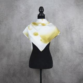 Hodvábna šatka KHAKI KRUH, 85 x 85cm, Vyrobená na Slovensku