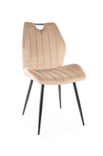 Jedálenská stolička ARCO VELVET, čierna-béžová bluvel 28