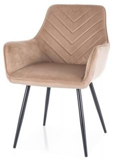 Jedálenská stolička FIG VELVET, čierny mat-béžová bluvel 28