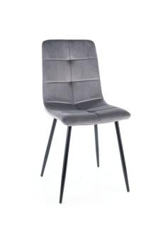 Jedálenská stolička IVO VELVET, čierny mat/sivá bluvel 14