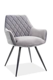 Jedálenská stolička LINEA VELVET, čierny mat-sivá bluvel 14