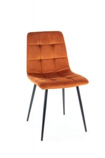Jedálenská stolička MILA VELVET čierny mat/oranžová bluvel 4215