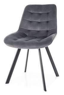 Jedálenská stolička MONTI VELVET, čierna-sivá bluvel 14