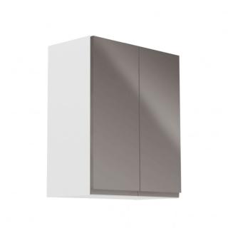 Kondela Horná skrinka, biela/sivý extra vysoký lesk, AURORA G602F