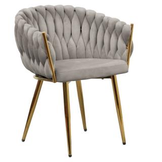 Kondela Jedálenské kreslo, sivohnedá Taupe Velvet látka/gold chróm zlatý, DEILA