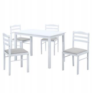 Kondela Jedálenský set 1+4, biela/béžovosivá, SOMIN