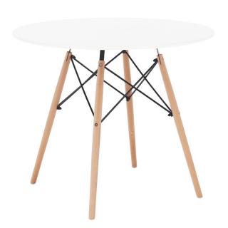 Kondela Jedálenský stôl, biela/buk, priemer 90 cm, GAMIN 2 NEW 90