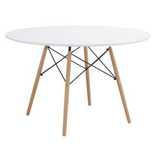 Kondela Jedálenský stôl, biela matná/buk, priemer 120 cm, DEMIN NEW