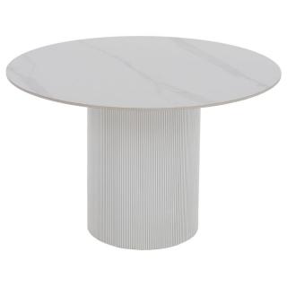 Kondela Jedálenský stôl, biely mramor/MDF, priemer 120 cm, MAHIR TYP 1