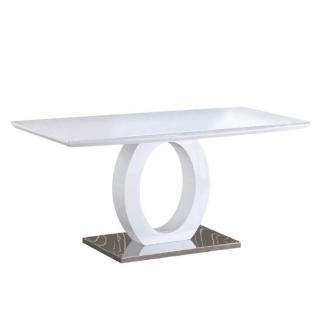 Kondela Jedálenský stôl, ZARNI, biela vysoký lesk/oceľ