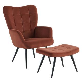 Kondela Kreslo s podnožou, hnedá Velvet látka/čierna, HABEN