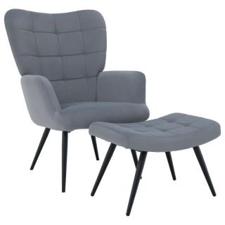 Kondela Kreslo s podnožou, sivá Velvet látka/čierna, HABEN