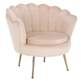 Kondela Kreslo v štýle Art-deco, béžová Velvet látka/gold chróm-zlatý, NOBLIN
