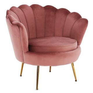 Kondela Kreslo v štýle Art-deco, ružová Velvet látka/gold chróm-zlatý, NOBLIN