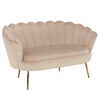 Kondela Lavica v štýle Art-deco, béžová Velvet látka/gold chróm-zlatý, NOBLIN