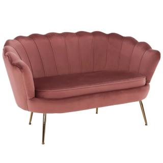 Kondela Lavica v štýle Art-deco, ružová Velvet látka/gold chróm-zlatý, NOBLIN
