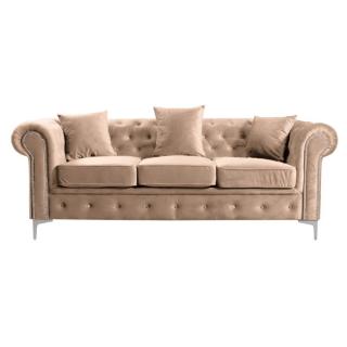 Kondela Luxusný rozkladací 3-sed, svetlohnedá Velvet látka, ROMANO