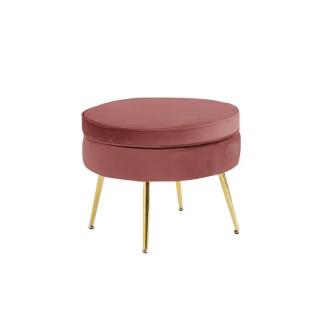 Kondela Luxusný taburet, ružová Velvet látka/chróm zlatý, Art-deco, NOBLIN TYP 1