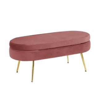 Kondela Luxusný taburet, ružová Velvet látka/chróm zlatý, Art-deco, NOBLIN TYP 2