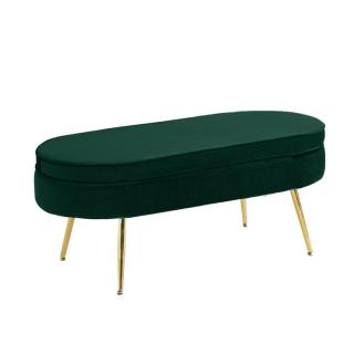Kondela Luxusný taburet, smaragdová Velvet látka/chróm zlatý, Art-deco, NOBLIN TYP 2