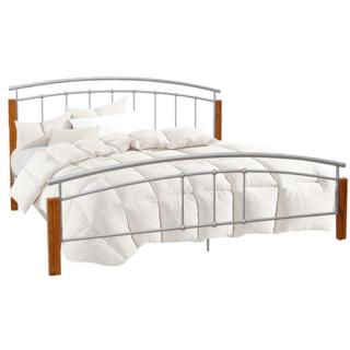 Kondela Manželská posteľ MIRELA, 140x200, drevo prírodné/strieborný kov