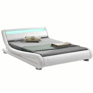 Kondela Moderná posteľ, FILIDA, 160x200, s RGB LED osvetlením, biela