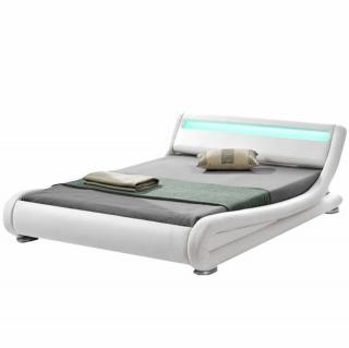 Kondela Moderná posteľ, FILIDA, 180x200, s RGB LED osvetlením, biela