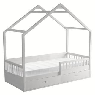 Kondela Montessori posteľ, 90x200, biela, masív, BIANKA