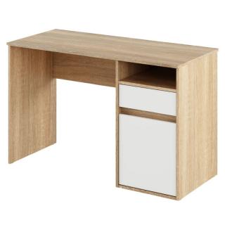 Kondela PC stôl, dub sonoma/biela, BILI NEW