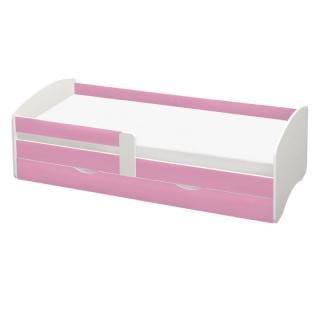 Kondela Posteľ s roštom a úložným priestorom 80x160, biela/ružová, COCOLINO