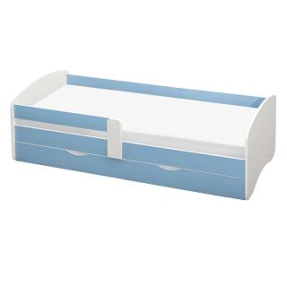 Kondela Posteľ s roštom a úložným priestorom 90x200, biela/modrá, COCOLINO