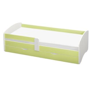 Kondela Posteľ s roštom a úložným priestorom 90x200, biela/zelená, COCOLINO