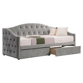 Kondela Posteľ s úložným priestorom, 90x200, sivá Velvet látka, ZASKA