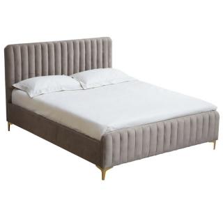 Kondela Posteľ, sivohnedá Taupe/gold chróm zlatý matný, 140x200, KAISA