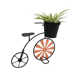 Kondela RETRO kvetináč v tvare bicykla, bordová/čierna, SEMIL
