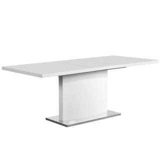 Kondela Rozkladací jedálenský stôl, KORINTOS, biela vysoký lesk HG