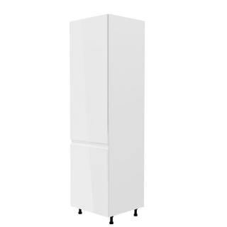 Kondela Skrinka na chladničku, AURORA D60ZL, biela/biela extra vysoký lesk, ľavá