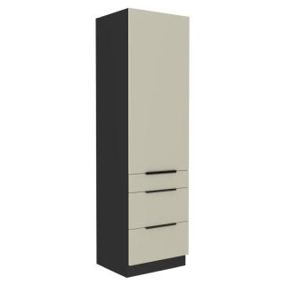 Kondela Vysoká skrinka, cashmere/čierna, ARAKA 60 DKS-210 3S1F