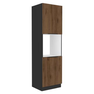 Kondela Vysoká skrinka na vstavanú rúru, orech okapi/čierna, MENZO 60 DP-210 2F