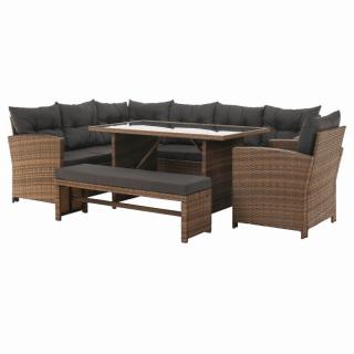 Kondela Záhradný ratanový set, sivohnedá/svetlohnedá, SAGIR