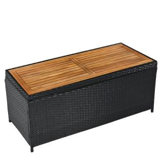 Kondela Záhradný úložný box/lavica, čierna/prírodná/krémová, BEMUS